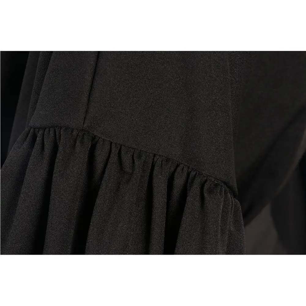 Umeko Rudenį Giliai V-kaklo Prarasti Mini Black Marškinėliai Suknelė Moterims, Ilgai Žibintų Rankovės Sūpynės 