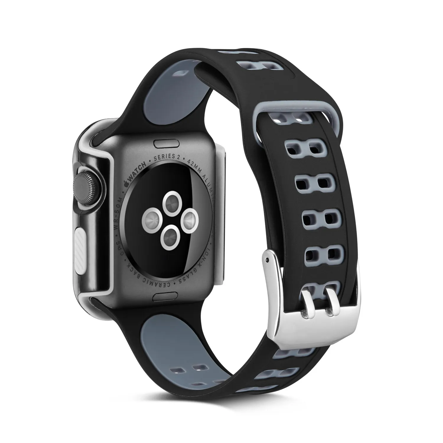 DAHASE Dual Spalvų Sporto Silikono Dirželis Apple Watch Band Serijos 1/2/3 Apsaugoti Padengti Obuolių Žiūrėti Atveju 42mm 38mm Apyrankė