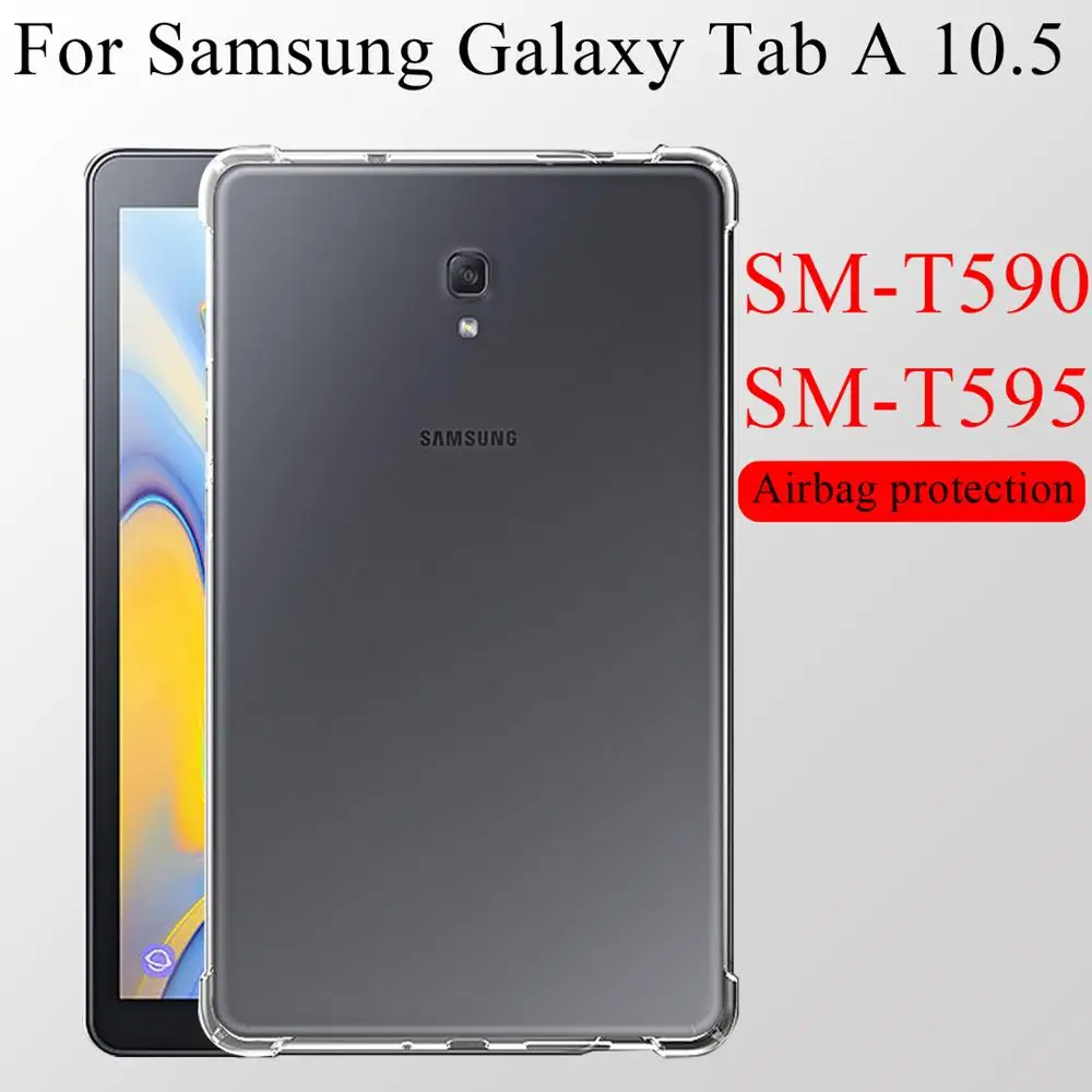 Tablet case for Samsung Galaxy Tab 10,5 2018 Silikono soft shell TPU oro Pagalvė padengti Skaidri apsauga, krepšys SM-T590/T595