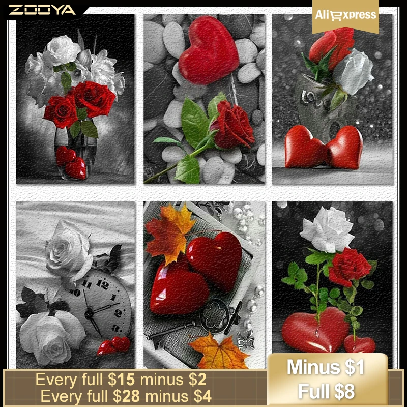 Zooya Diamond Siuvinėjimo Pilnas Ekranas Gėlių 5D 