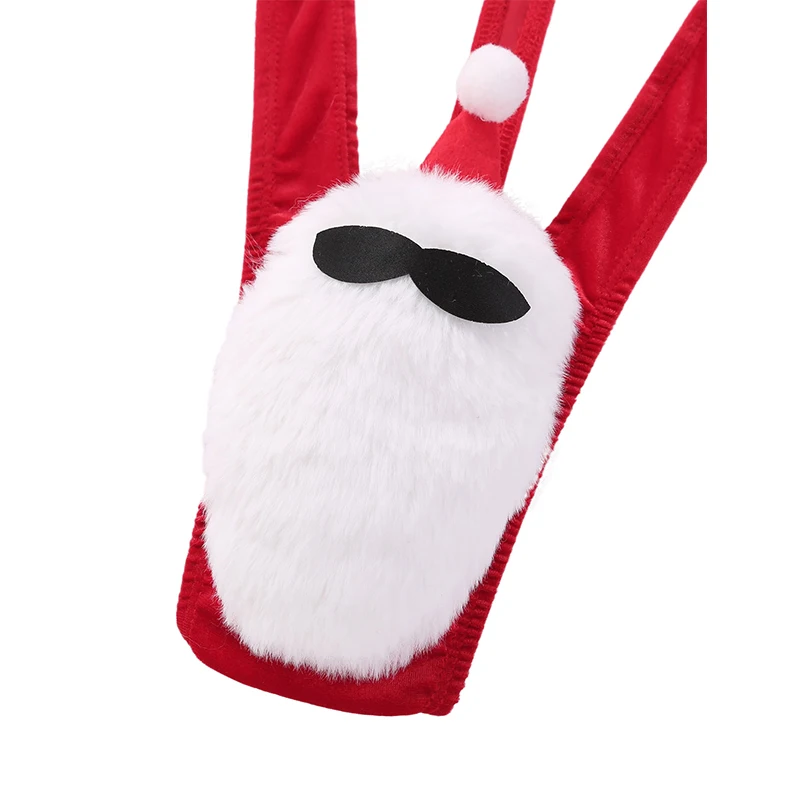 Vyrai Santa Claus Cosplay Kostiumų Mankini Kelnės Naujovė Seksualus Kalėdų Apatiniai, Raudonos Aksomo G-String Thong apatinis Trikotažas vyrams