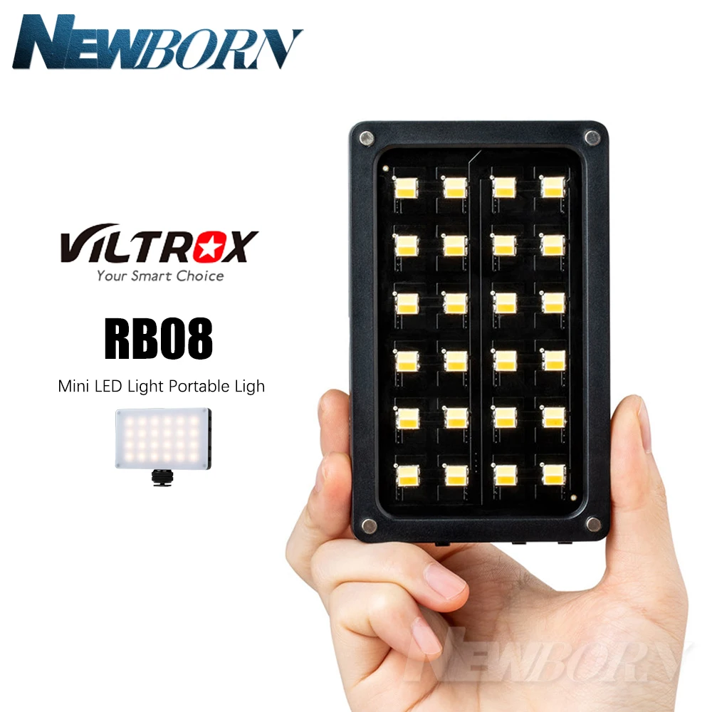 Viltrox RB08 Bi-color 2500K-8500K Mini Vaizdo LED Šviesos Nešiojamų Užpildyti Šviesos Built-in Baterija Telefono Kamera Fotografavimo Studija