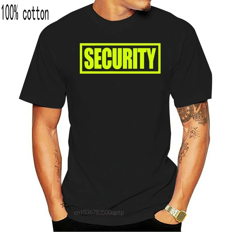 Saugumo Marškinėliai Tee Black Neon Geltona Teksto Vienodi Marškinėliai