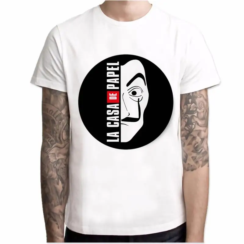 Tshirts Vyrams trumpomis Rankovėmis Namas Popieriaus Marškinėliai Vyrams Juokinga Dizaino La Casa De Papel Marškinėliai Pinigų Heist Tees Tv Serialas T-shirt