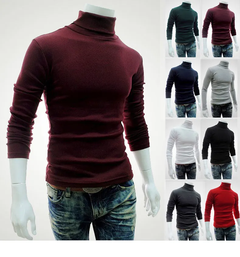 2020 m. Žiemos Nauji vyriški Megztiniai Golfo Juoda Sexy Prekės Megztų Megztinių Vyrų vientisos Spalvos Atsitiktinis Vyrų Megztinis Rudenį Trikotažas