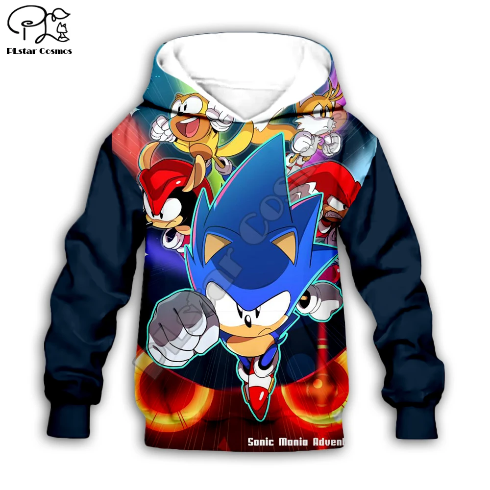 Vaikai Kostiumas Super Sonic 3d Hoodies Vaikai Nustatyti šeimos t marškiniai su užtrauktuku kailis Puloveris Animacinių filmų Palaidinukė Tracksuit/pants šortai S07