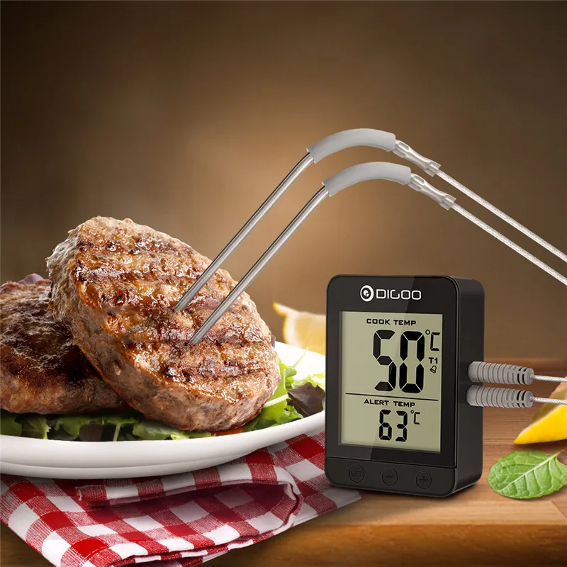 Digoo DG-FT2203 Smart Bluetoorh LED Ekranas, GRILIS, Virtuvė, Kepimo Termometras Metalo Zondai APP Funkciją Mėsos Kepsnių ant grotelių
