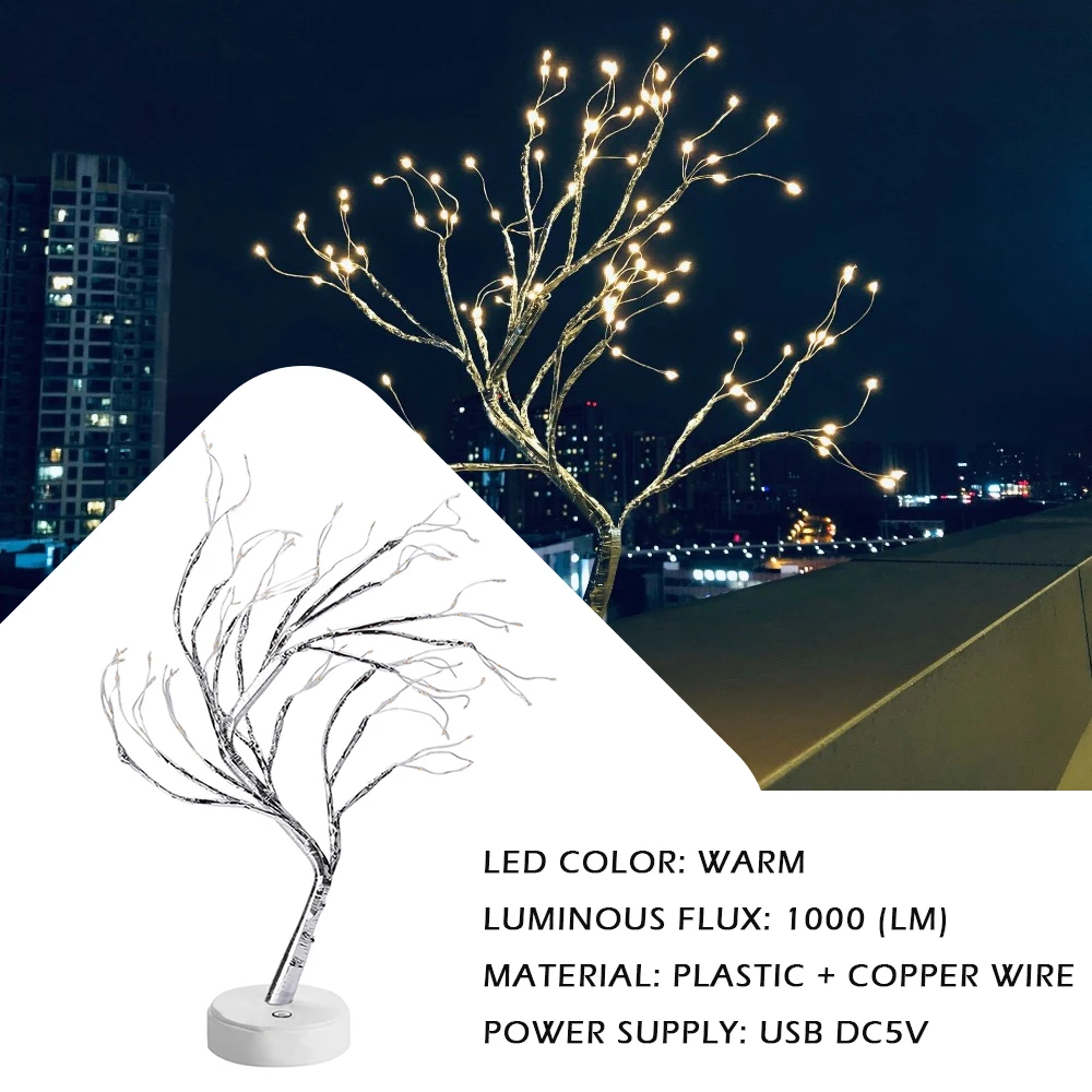 LED Stalo Lempa, Miegamojo Nakties Žiburiai Kalėdų Apdaila, Varinė Viela, Muilinių Medžio USB Stalo dega Navidad Kalėdų Dekoro