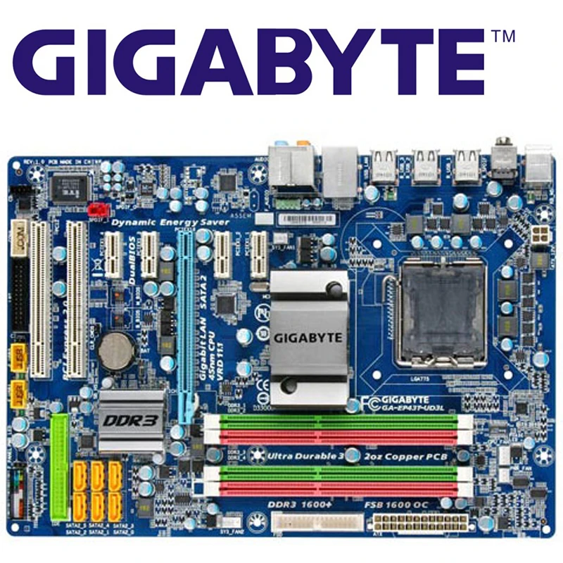 LGA 775 DDR3 Gigabyte GA-EP43T-UD3L Originalus Plokštė USB2.0 16G P43 EP43T-UD3L Darbalaukio Pagrindinės plokštės EP43T-UD3L Panaudota