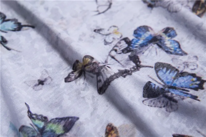 Du kartus drugelis spausdinti plonas šilko ir medvilnės ploni marškinėliai moterims, o-kaklo trumpomis rankovėmis viršūnes vasaros 2020 nauja siunta M-5XL