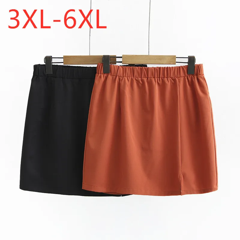 Nauja Japonų stiliaus pavasario vasaros plius dydžio mini sijonas moterims didelių palaidų atsitiktinis medvilnės juoda oranžinė, sijonai, 3XL 4XL 5XL 6XL