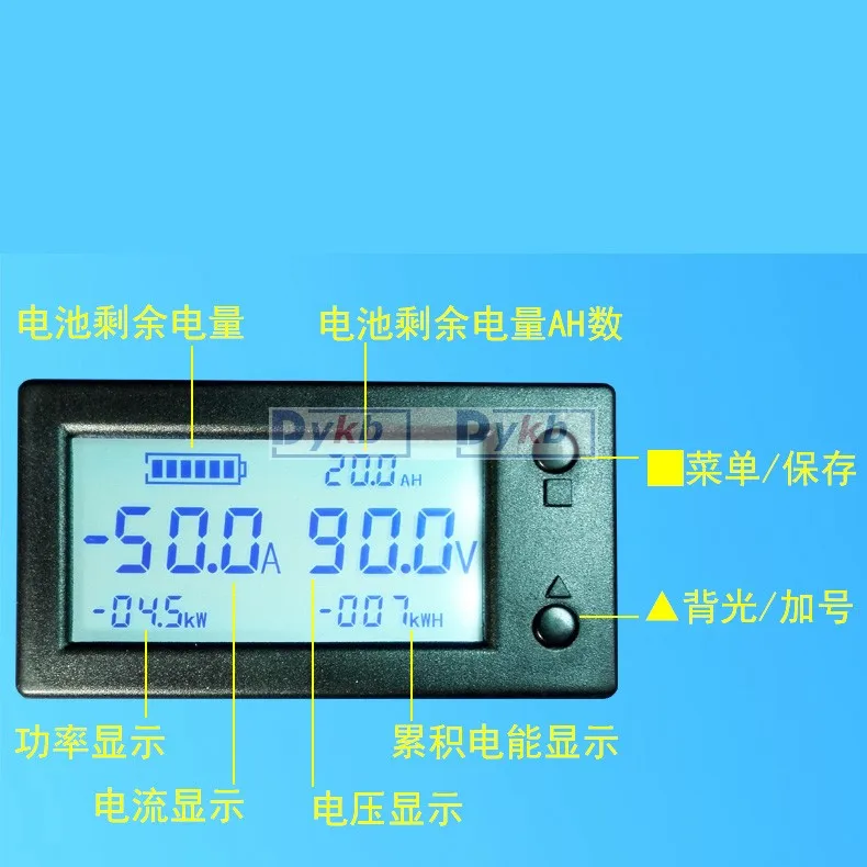 300V DC 50A 100A 200A 400A Baterija Stebėti skaitmeninės Voltas metrui Ammeter Baterijos Talpa coulometer Galia vatų per valandą + Salėje jutiklis