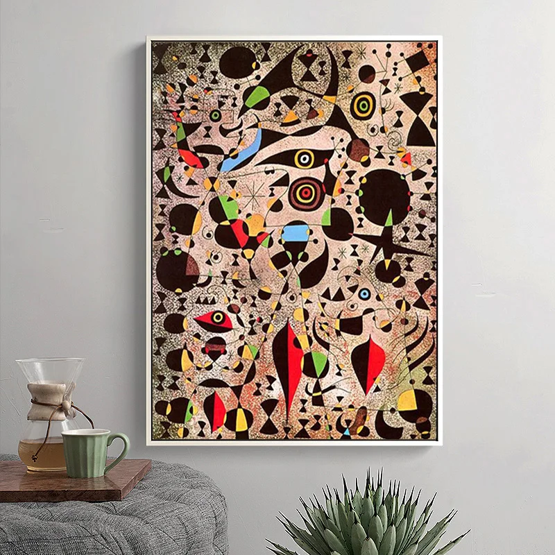 Garsaus Joan Miro Abstrakčius Akvarelės Paveikslai Tapyba Plakatai ir Spausdina Cuadros Sienos Meno Nuotrauką Kambarį Namo Apdaila