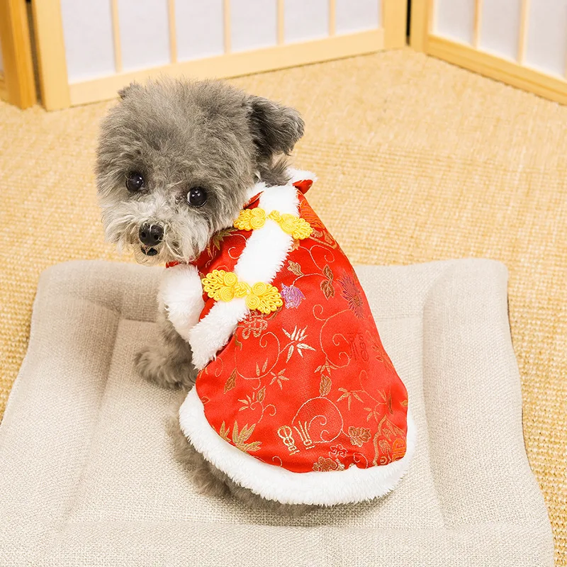 Naujųjų Metų Pet Kostiumas Šuo, Katė Kinų Stiliaus Drabužius Mygtuką Šiltas Kailis Pet Drabužiai Čihuahua Teddy Yorkie šunų Reikmenys