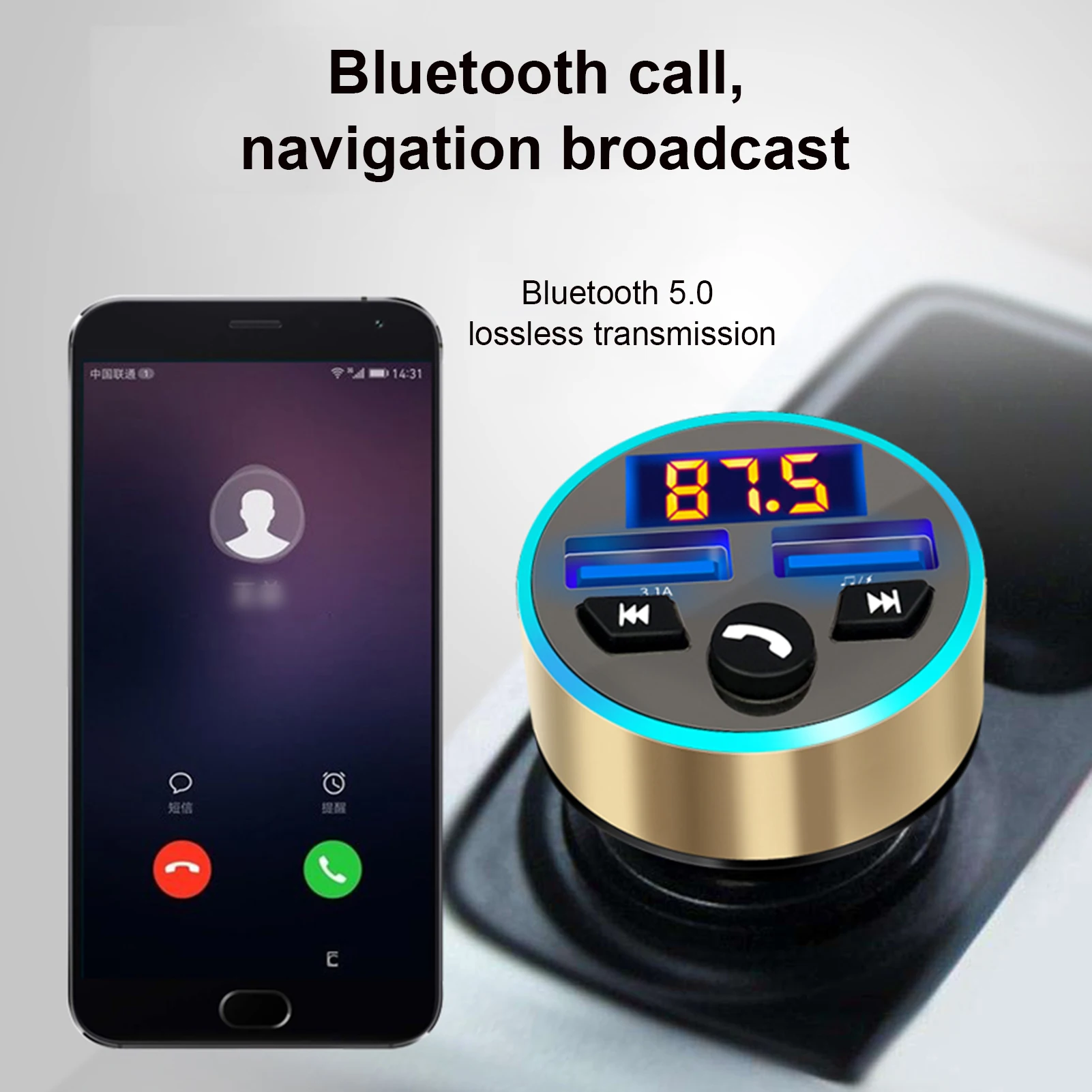 Automobilinis Įkroviklis, FM Siųstuvas Bluetooth Automobilio Audio MP3 Grotuvas Automobilinis 3.1 Dual USB Automobilinis Telefono Kroviklis QC3.1 Greitai Įkrauti Telefono