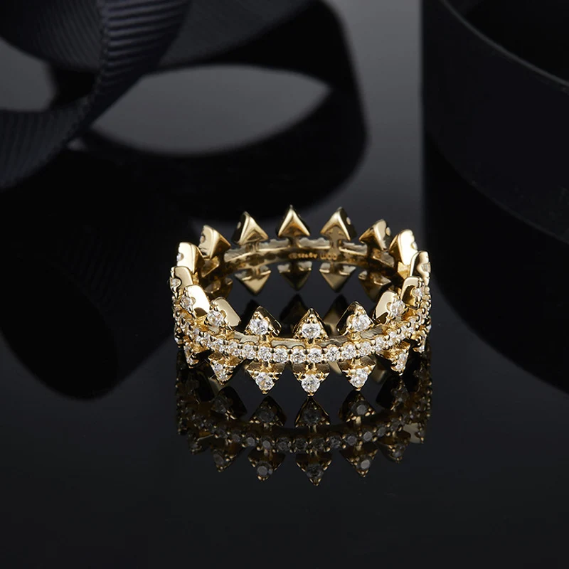 Aukščiausios Kokybės Marokas Pavarų Aukso Žiedas Tonas Gėlių Stilius Mikro Nutiesti Premium CZ Kristalai Pareiškimą Žiedai Moterų Vestuvės Juvelyrika
