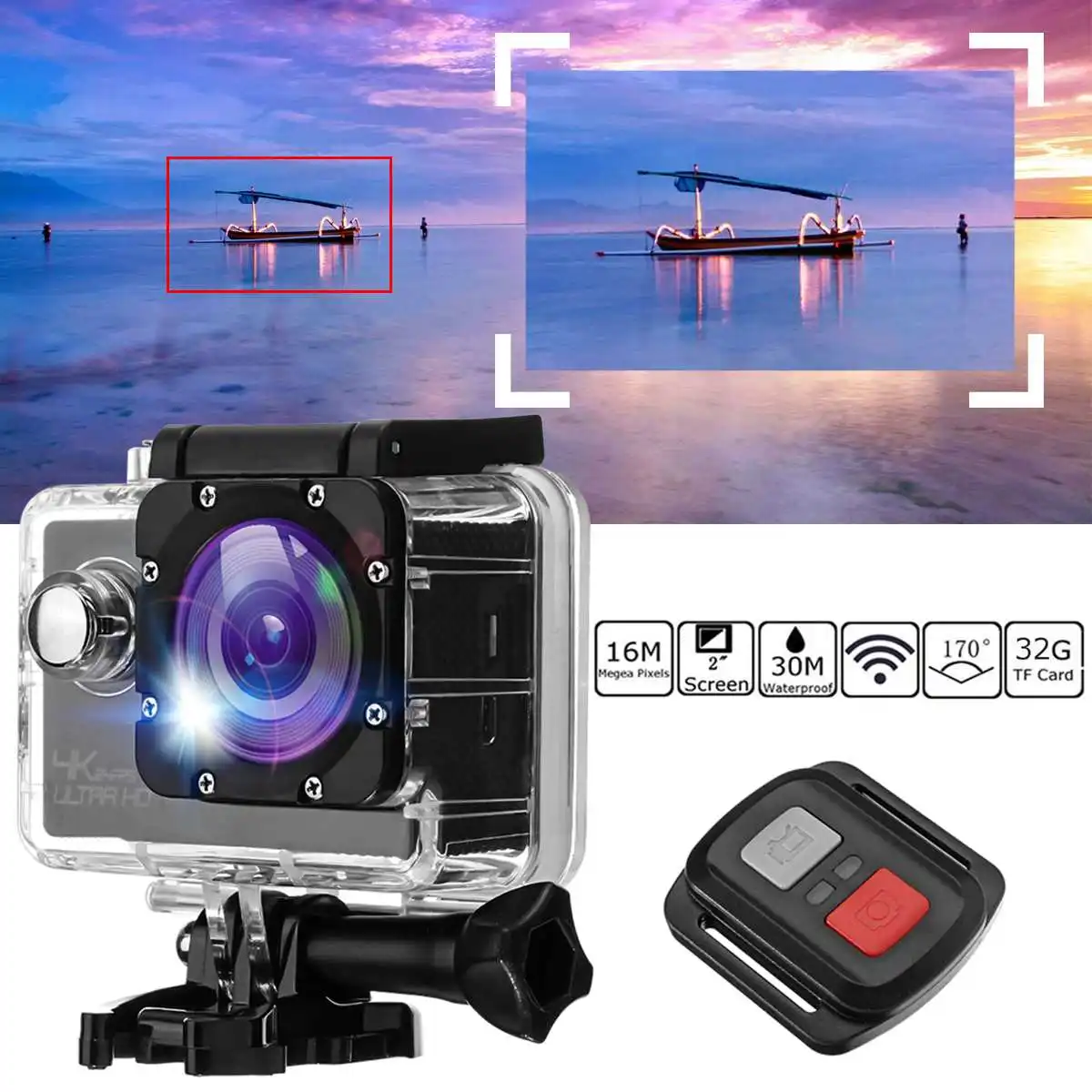 Ultra-4K Full HD 1080P Wifi Sportas Veiksmo Kameros Vandeniui Povandeninis Cam Šalmo Kamera, Kameros, Vaizdo Įrašymo, vaizdo Kameros