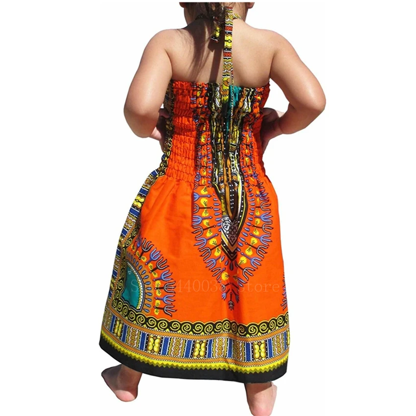 2020 M. Afrikos Heidi Bazin Dashiki Suknelė Vaikams Baby Girl Etninės Tradiciniai Spausdinti Riche Camisole Vasaros Elastinga Vestido Spausdinti Drabužiai