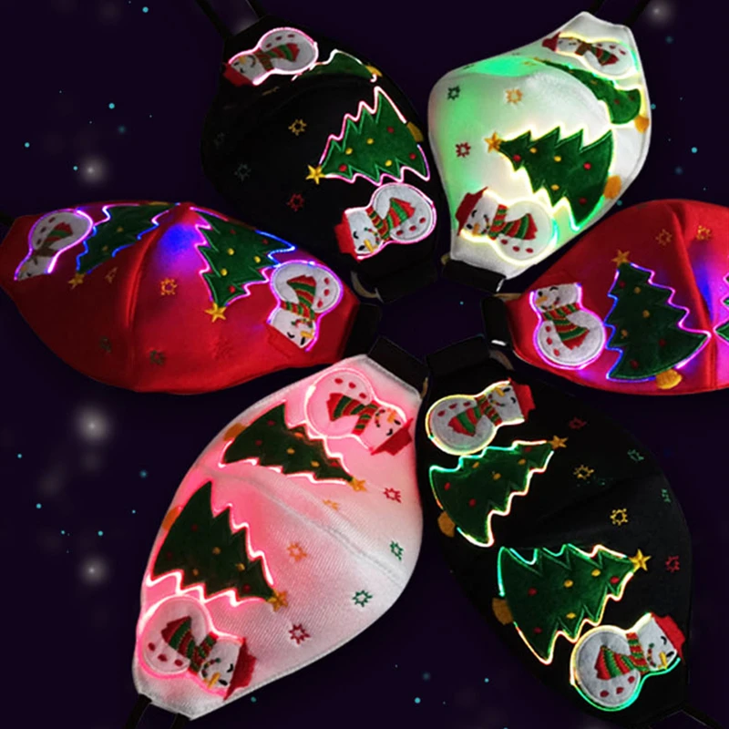 Šviesos Siuvinėjimo Veido Kaukė LED Spalvinga Šviesos Balso Aktyvuota Flash Žėrintis Lūpų Kaukė Daugkartinio naudojimo Kalėdų Vakarėlį Kaukės Dangtis