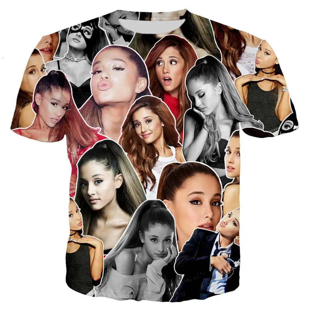 PLstar Kosmosas Lašas laivybos 2018 m. vasaros Naujas Mados marškinėliai dainininkas Ariana Grande koliažas 3D Spausdinimo Vyrų, moterų Hip-hop T-shirt