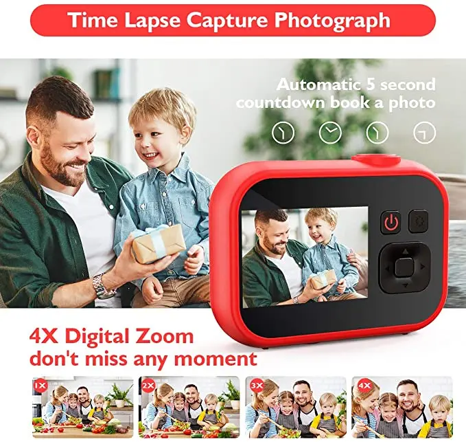 Skaitmeninis Vaikų Kamera, 1080P Aukštos Raiškos 2.0 Colių LCD Ekranas 4x Zoom Vaikų meninio Švietimo Žaislas Fotografijos Mokymas