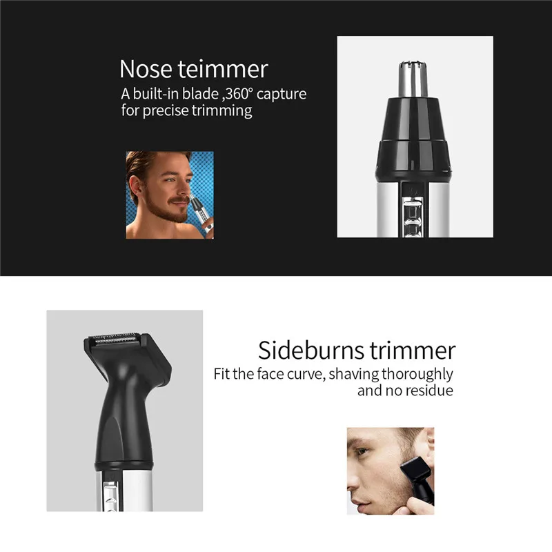 4 In 1 USB Įkrovimo Nosies Plaukų Žoliapjovės Vyrų Trimeras Ausies, Veido, Antakių, Nosies Plaukų Šalinimo Belaidžio Elektros Veido Priežiūros Įrankių Rinkinys