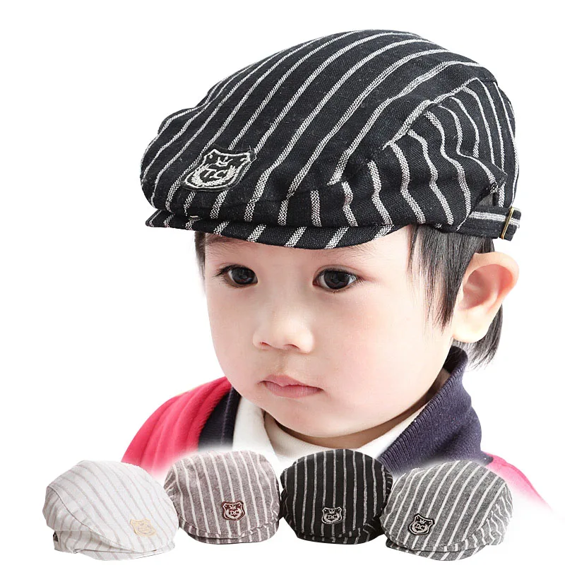 Anglija Stiliaus Beretė Kūdikių Skrybėlę Berniukų, Mergaičių Kepurės Dryžuotas Kepurės Džentelmenas Drabužių Priedai, Beisbolas Bžūp Fotografija