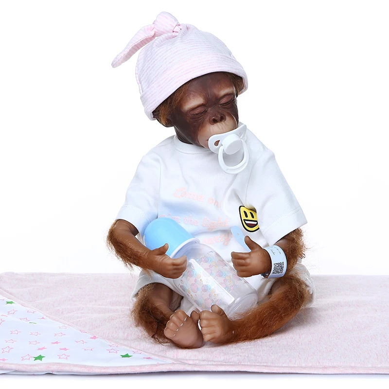 Naujas 20inch rankų darbo atgimsta Beždžionių labai minkšto silikono vinilo Ape lėlės Macaco boneca bebe atgimsta dovana