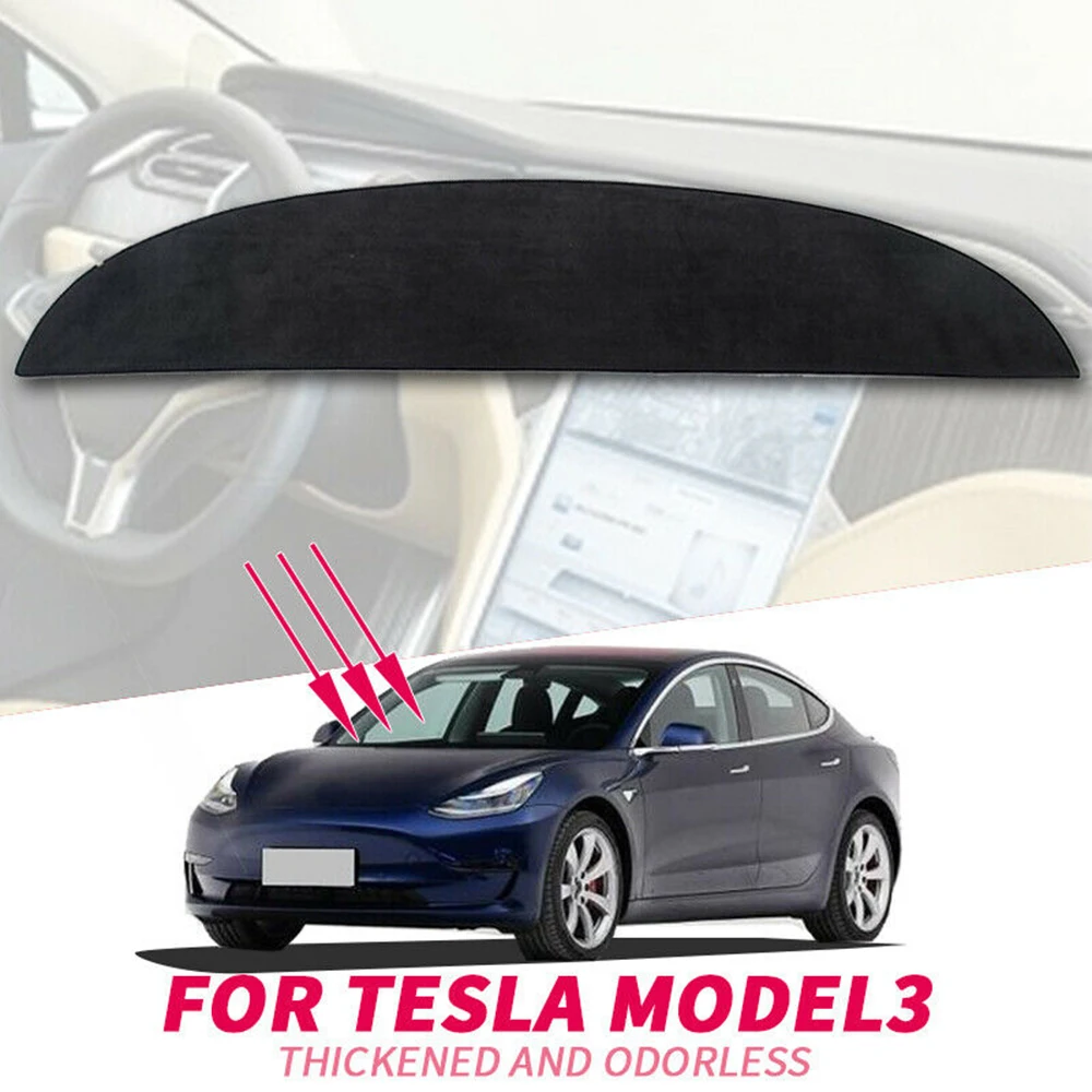 Kilimų Brūkšnys kilimėlis Tesla Model 3 2017-2019 Auto prietaisų Skydelio Dangtelis Juodas Aksomas blokai dulkių, sumažina triukšmą, automobilių reikmenys
