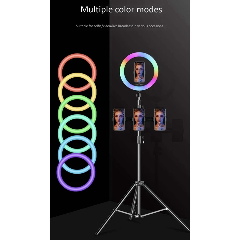 33cm RGB Šviesos Žiedas su Telefono Įrašą Pritemdomi Selfie Šviesos Nešiojamų Makiažas Lempa LED Stalas Užpildyti Šviesos Smartfon