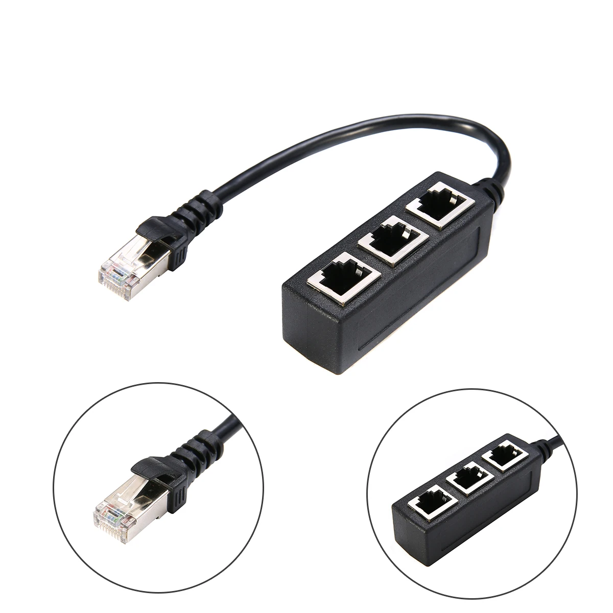Naujausia 1 iki 3 Lizdai LAN Ethernet Tinklo RJ45 1 Male Plug 3 Female Jungtis Splitter Adapterio Kabelis