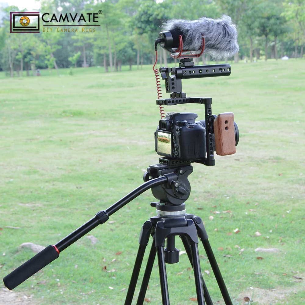 CAMVATE DSLR Fotoaparatas Narve su Rankena Viršuje, Medienos Rankena 600D 70D 80D C1373 (dešinės rankos) vaizdo kameros fotografijos reikmenys