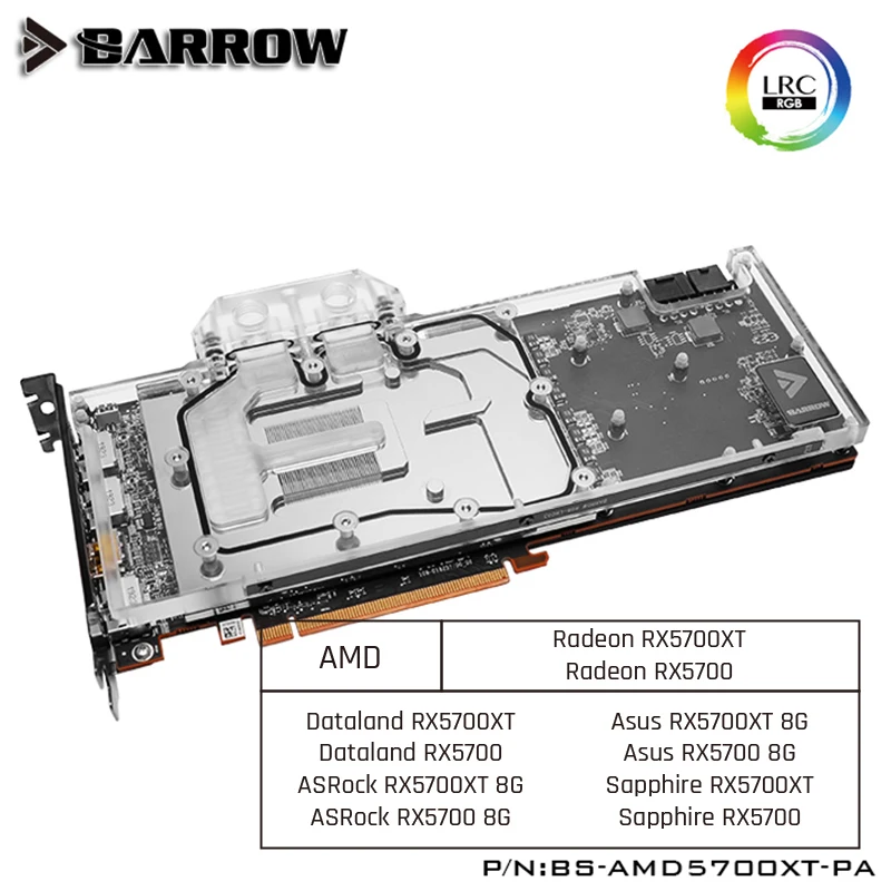 Barrow BS-AMD5700XT-PA, Pilnas draudimas Grafika Kortelės Vandens Aušinimo Blokai,AMD Įkūrėjas Edition Radeon RX5700XT/RX5700