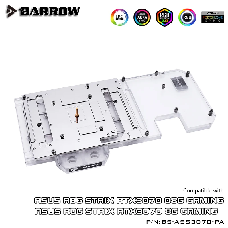 Barrow GPU Blokas ASUS ROG STRIX 3070 8G Žaidimų Vaizdo plokštės Aušintuvas, 5V M/B SYNC