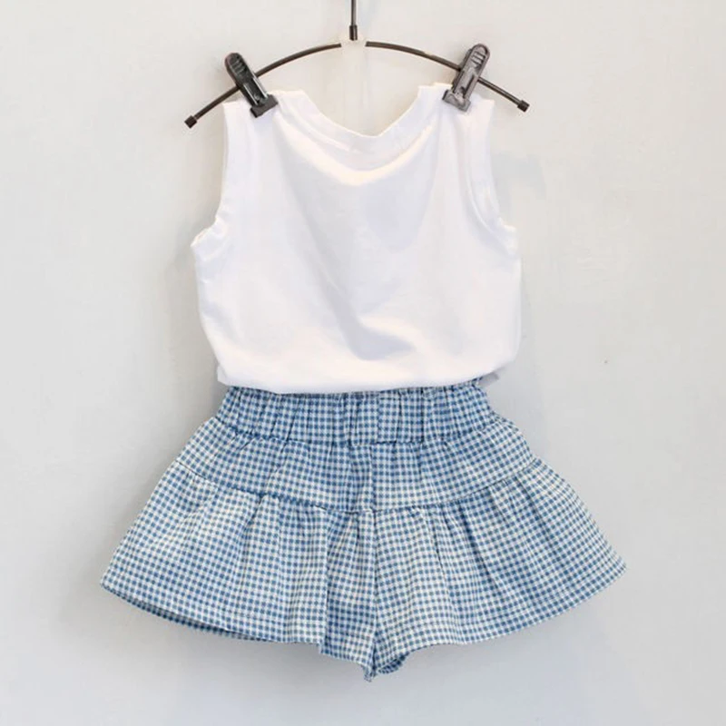 Naujas 2019 m. vasarą baby girl drabužių Rinkiniai mados Medvilnės spausdinti shortsleeve marškinėliai ir sijonai mergaitėms, drabužiai, sporto kostiumai