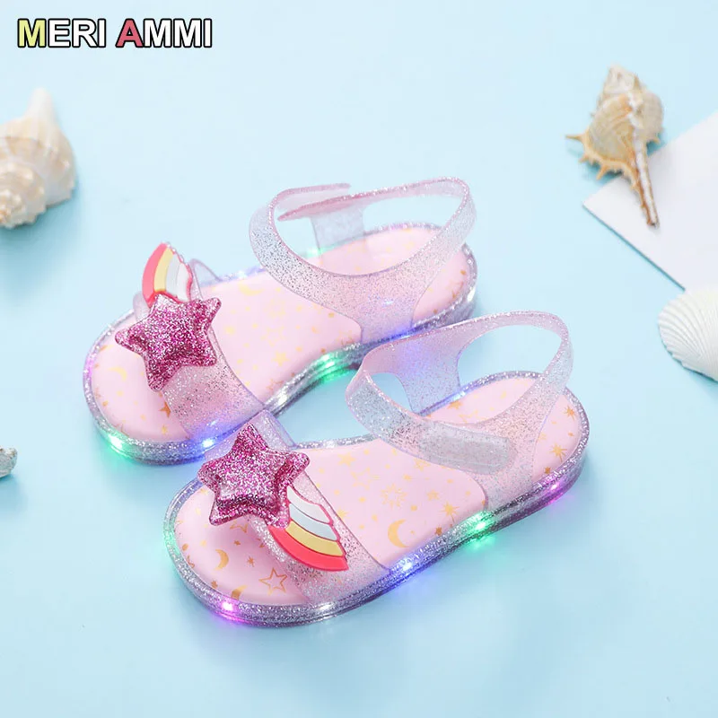 MERI didysis amis (ammi LED lemputės Kūdikių Mergaitės, Minkšti Batai, PVC Bowknot Batai Mielas Sandalai 130-155mm