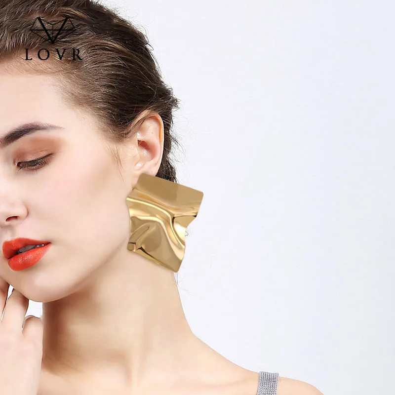 LOVR Naujų Gold Vintage Mados Didelis Pareiškimą Lašas Tabaluoti auskarai Moterims, Geometrinis Metalo auskarai 2019 šiuolaikinės Juvelyrikos