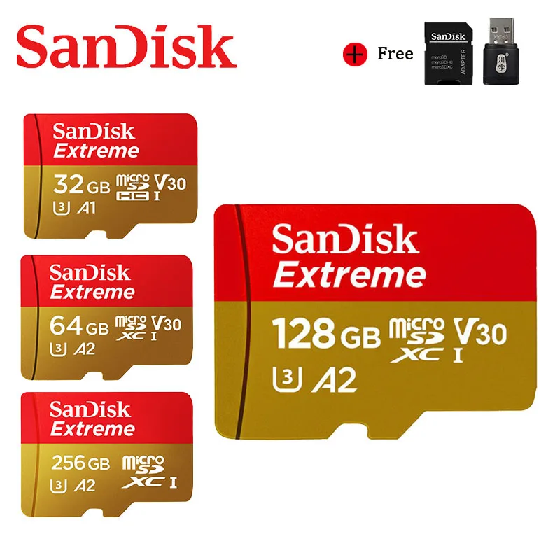 SanDisk Micro SD 128 GB 64GB 32GB Atminties kortele Extreme Ultra 256 GB microsd TF kortelę 100MB/s Class10 U1/U3 4K Su Adapteriu-Telefonas