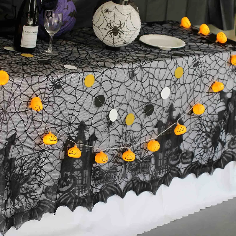 Helovinas Nėrinių Staltiesė Stačiakampio Juoda voratinklyje 60 X 76 Colių Lazda Nėrinių Tablecover už Gotikos HalloweenPartyHomeDecorations