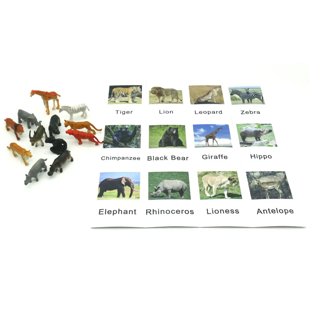 Montessori Medžiagų jutimo Gyvūnų Kalbą Korteles - Afrikos Gyvūnai Ikimokyklinio Mokymosi Žaislas, Skirtas Vaikams Juguetes Motnes B1344T