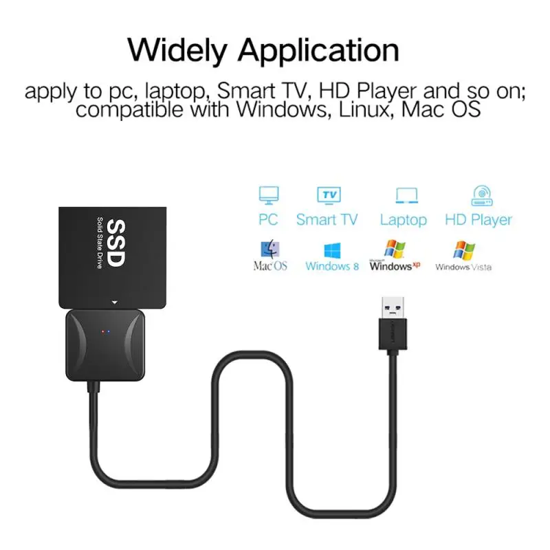 Sata USB Kabelis Sata Į USB 3.0/2.0 Adapteris Adekvačius 2.5/3.5 Colio SATA HD Išorės SSD HDD Kietąjį Diską, USB Kabelis Sata 3.0 Adapteris