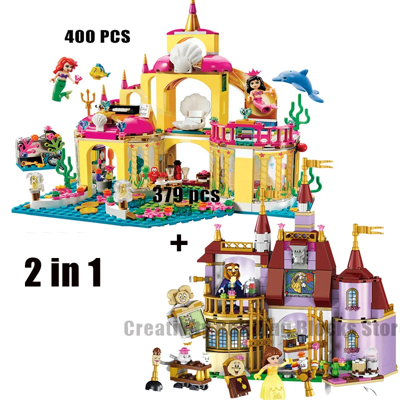 Naujas Disney Klasika Filmą, Animacinį Personažą Mermaid Princess Palace Modelio Kūrimo Bloką Nustatyti Vaikų Žaislų, Vaikų Dovanų