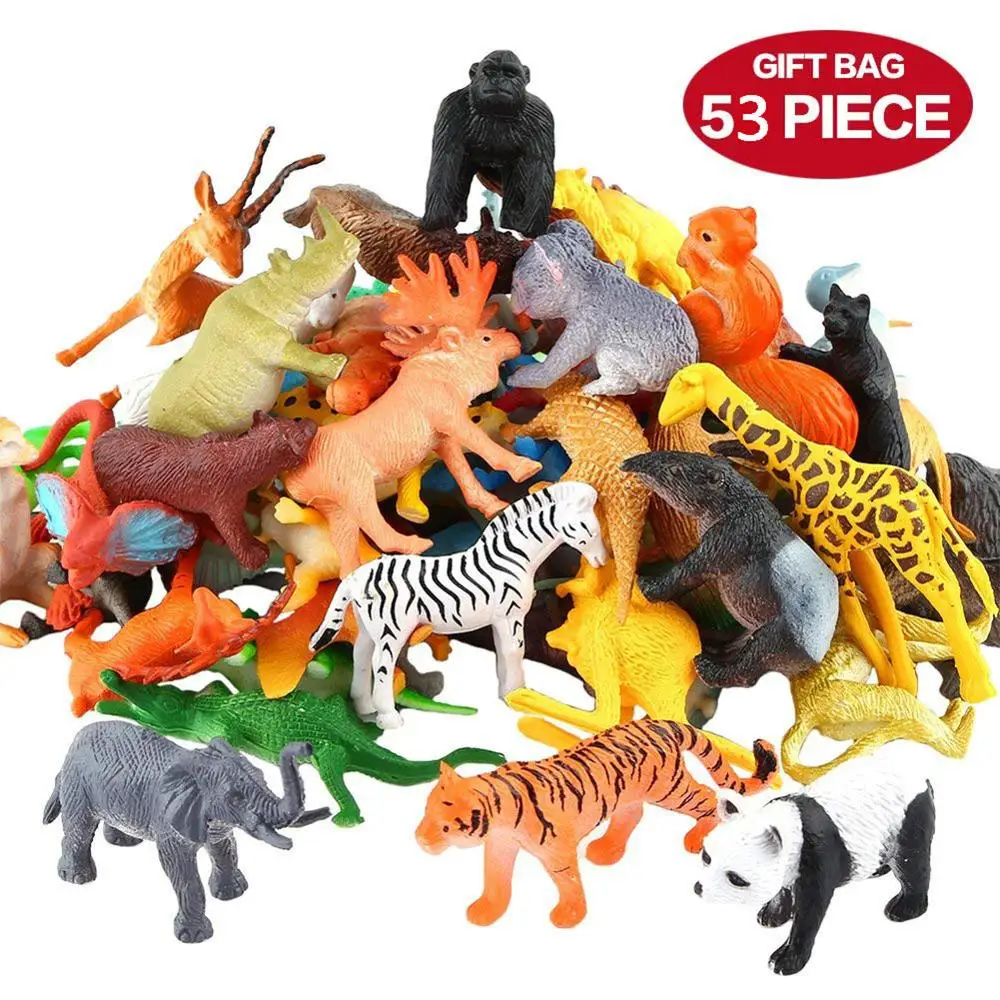 53pcs Mini Gyvūnų Pasaulyje Zoologijos sodas Modelio Paveikslas Veiksmų Žaislų Rinkinys Animacinių filmų Modeliavimas Puikus Plastiko Surinkimo Žaislas Vaikams