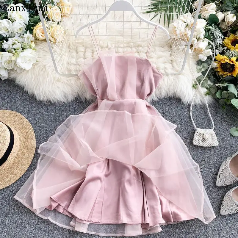 Spageti dirželis off peties saldi košė rožinė Backless mini-suknelė, mados vestidos moteriški Drabužiai vasaros stilių, aukštos kokybės