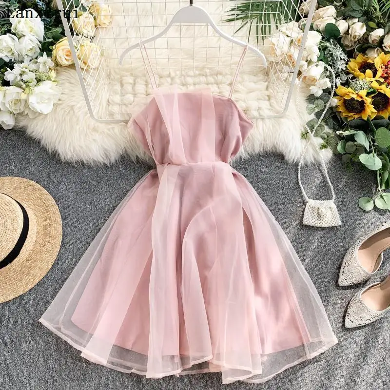 Spageti dirželis off peties saldi košė rožinė Backless mini-suknelė, mados vestidos moteriški Drabužiai vasaros stilių, aukštos kokybės