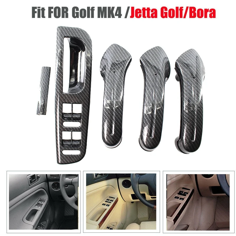 5 Vnt / Set Lango Stiklo Pakėlimo Mygtuką Valdymo Skydelyje Durų Rankena Padengti-Golf 4 Jetta MK4 Bora 1998-2004