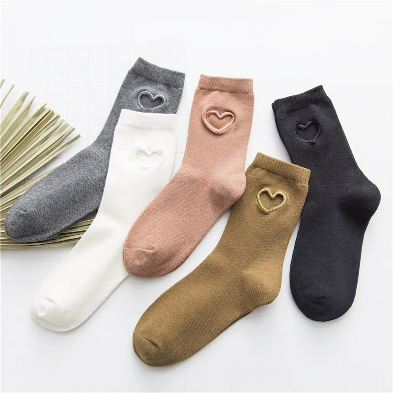 5 Poros Rudens Žiemos Stilius Tuščiaviduriai-iš Meilės Skylių Mielas Kojinės Medvilnės Ponios Krūva Kojinių Japonų Gatvės Mada Moterims Happy Socks