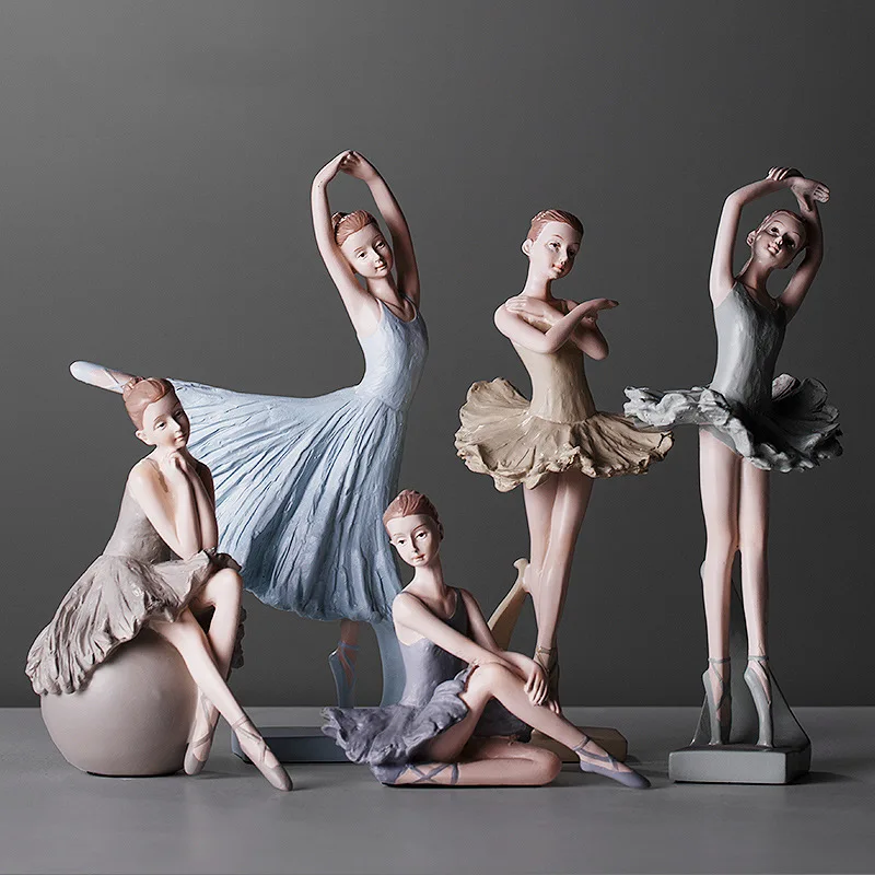 Šiaurės Šalių Meno Cute Girl Ballerina Dervos Meno Šokėja Miniatiūrinės Statulėlės Abstrakčios Skulptūros Modelį, Namų Biuro Apdailos Amatų