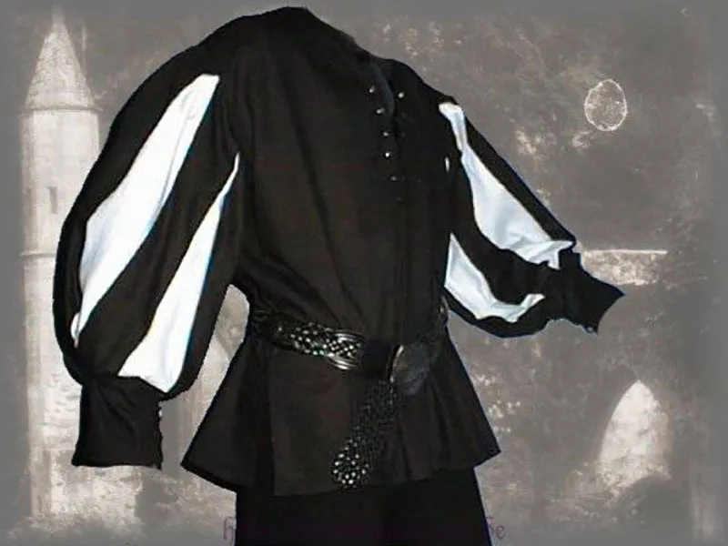 Vyriški Viduramžių Kariai Riteris Tunika Marškinėliai Juostinės Lansquenet Larp Piratų Kostiumų Black Lace-Up Top Drabužiai Paladinas Plius Dydis