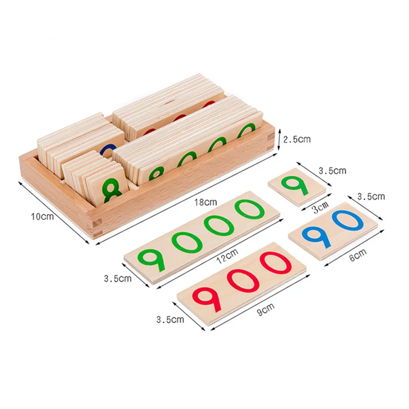 Mediniai Montessori Numeriai 1-9000 Mokymosi, Pažinimo Kortelės Matematikos Mokymo Priemonių, Auginančių Ikimokyklinio Amžiaus Vaikus Anksti Švietimo Žaislai, Dovanos